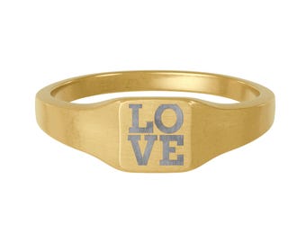LIEFDE blokgravure zegelring | Roestvrij staal