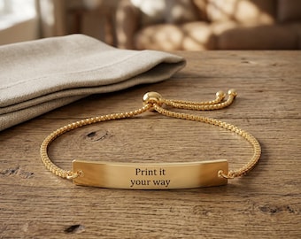 Personalized Engraved Bar Bracelet Adjustable