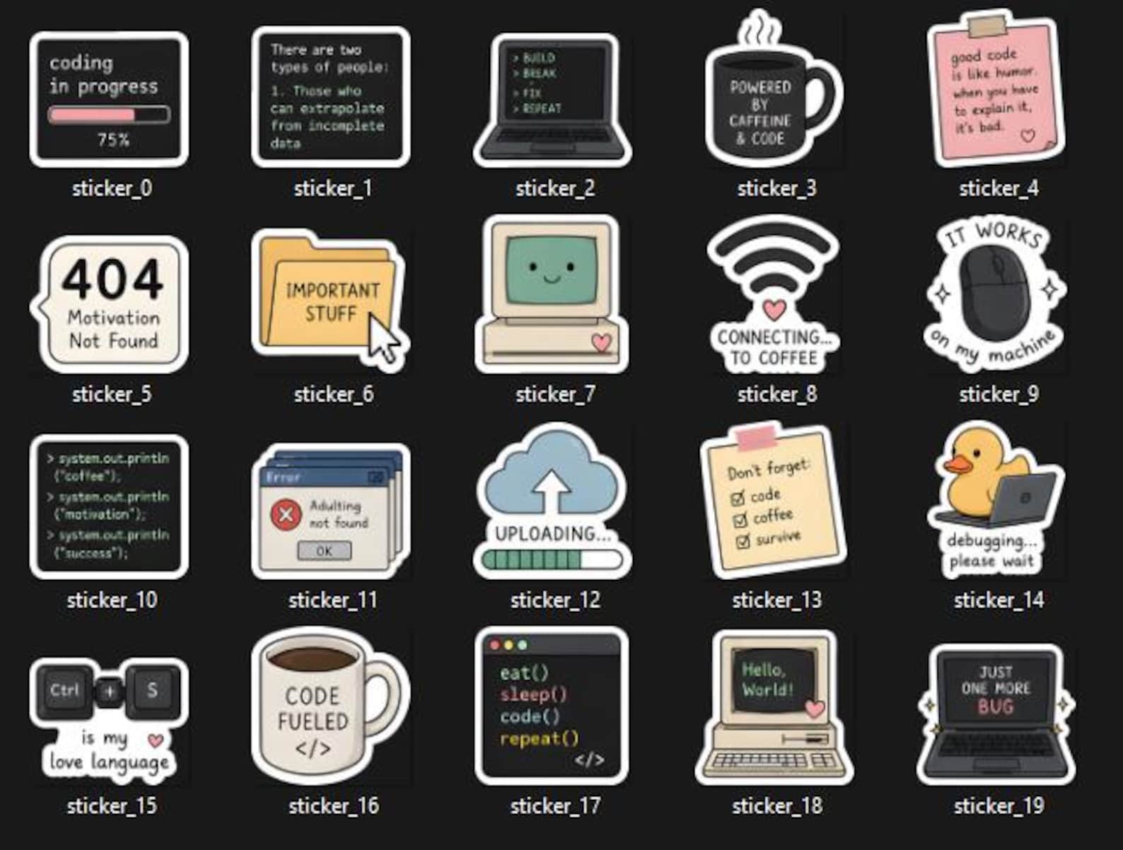 Operating System Sticker Formal Computer Stickers Pack, 20 Coding & Tech Decals for Goodnotes ...