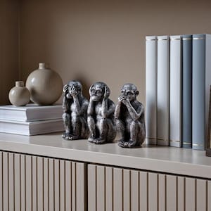 Three Wise Monkeys Figurines, See Hear Speak No Evil Statues, Zen Home Accent Decor