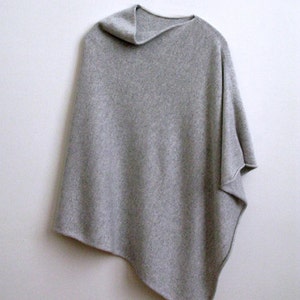 4Ply Silver Grey 100% UK Spun Cashmere Poncho