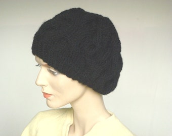 Hand breien Hat Slouch muts baret Hat kabel hoed voor vrouwen Fall Fashion Winter mode---klaar voor schip