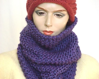 Oversize Chunky Cowl Sjaal Chunky gebreide Cowl Infinity sjaal breien Neckwarmer haarband in Velvet wol mix---klaar om schip