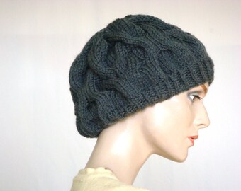 Hand Knit Hat Slouch Hoed Beret Hat Cable Hat voor vrouwen herfst mode --- klaar om schip