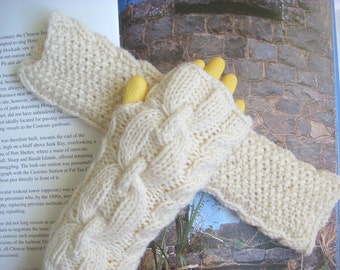 Kabel brei Vingerloze handschoenen lange Hand gebreide handschoenen Arm Warmers Wrist Warmers Aran/crème---klaar voor schip