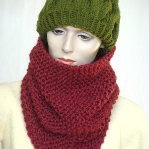 Oversize Chunky Cowl Scarf  Chunky Knit Cowl Infinity Scarf  Knit Neckwarmer Snood in Clematis Wool Blend --- Ready to Ship