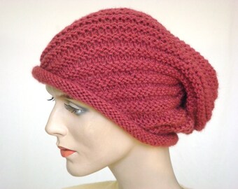 Hand gebreide hoed Slouch hoed voor vrouwen in de daling van de Rose mode Winter mode---klaar om schip