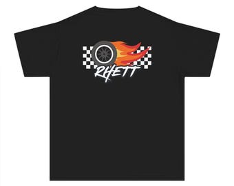Camiseta de carreras para jóvenes - A juego para papá e hijo, para piloto de carreras, regalo del Día del Padre, nombre personalizado, coches