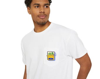 Unisex - Camiseta de algodón grueso - Camiseta Pickle Pocket - Para amantes de los pepinillos - Pepinillos picantes - Para hombre - Día del Padre - Regalos para papá - Inspiración vintage