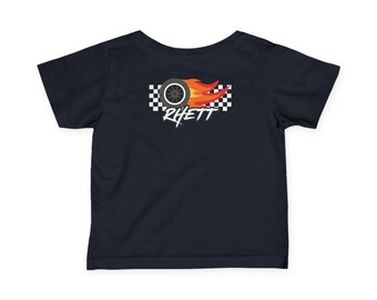 Camiseta infantil de carreras - A juego para papá e hijo, para niño, piloto de carreras, regalo del Día del Padre, nombre personalizado, coches