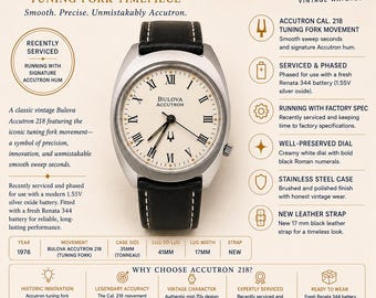 Vor kurzem gewartete Vintage Bulova Akkutron 218 Creme römische Zifferblatt Uhr USA