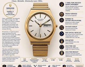 1989 Bulova Accutron Quartz Dag Datum | PUW-beweging met 7 juwelen | Onderhouden