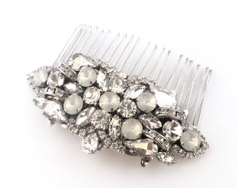 Wedding Rhinestone Hair Comb, Clear White Opal Crystal Hair Comb,Victorian Style Hair  Comb, Wedding Hair Accessories, Trending 2020 Wedding