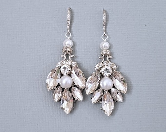 Bridal Earrings - Crystal Earrings, Wedding Earrings, Chandelier Earrings, Swarovski , Rhinestones, hooks,  Vintage Style Jewelry,