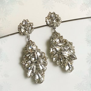 Cluster Kristall Ohrringe-Hochzeit Statement Ohrringe,Kristall Silber Vintage Ohrringe,Runde Kristall Swarovski Ohrringe