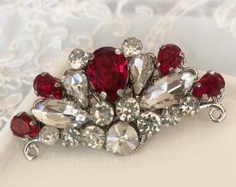 2023 Christmas Gift Special-Bridal Couture Red Crystal Hair Comb, Ruby Hair comb, Bridal Red Jewelry, Garnet Red Swarovski, Gift for Her