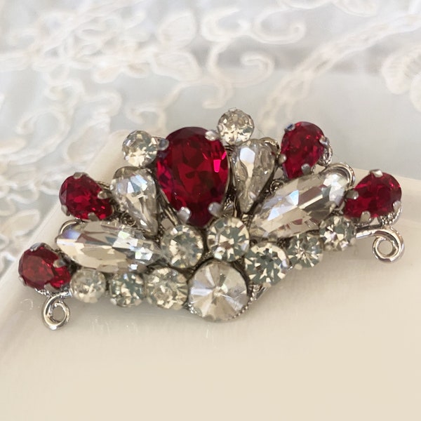 2023 Christmas Gift Special-Bridal Couture Red Crystal Hair Comb, Ruby Hair comb, Bridal Red Jewelry, Garnet Red Swarovski, Gift for Her