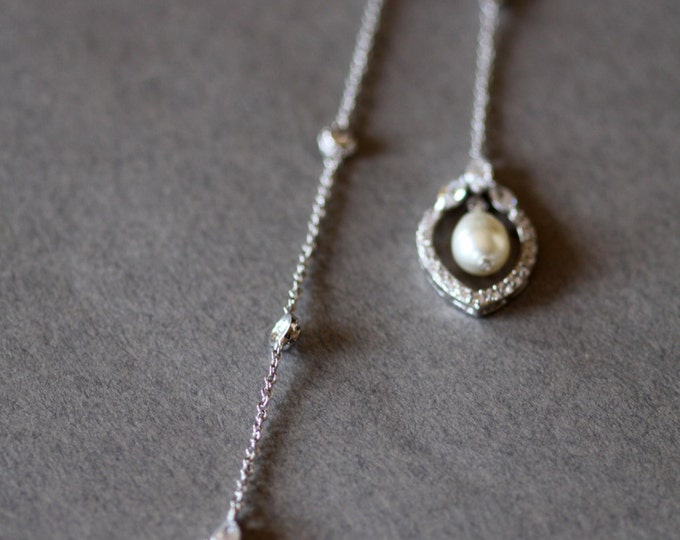 Backdrop Lariat Bridal Necklace Long Back Chain Necklace Etsy