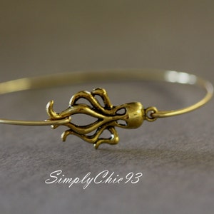 Octopus thin bangle bracelet gold nautical simplychic93, gold bangle, gold bracelet, Octopus bracelet , Octopus jewelry