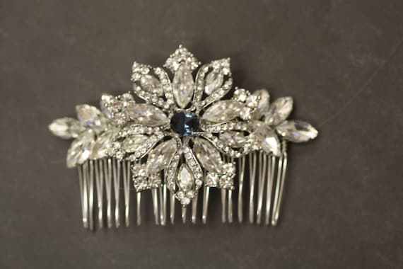 Cristales Swarovski Element Navidad Azul Zafiro Broche Pin Copo De Nieve De Plata Tono