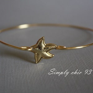 Starfish Gold Bangle Bracelet Nautical jewelry