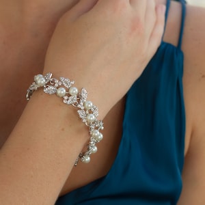 Pearl Earrings Wedding Jewelry, Bridal Earrings, Swarovski , Lamor Swarovski crystal and pearl bridal earrings,Bridal jewelry image 6
