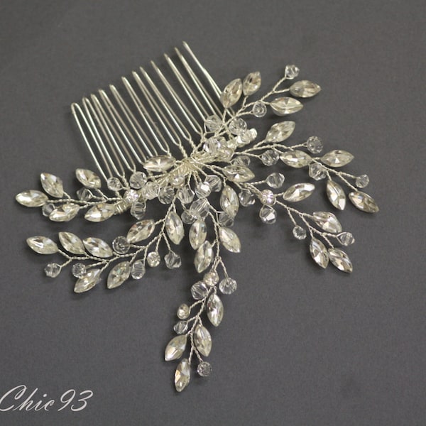 Fan shape comb,Swarovski Crystal Bridal Comb, Wedding Comb, Flower Vine And Spray Bridal Comb, Hair Statement Piece, Hair Accessories