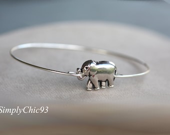 Lucky Elephant Bangle Bracelet, Boho Jewelry, Elephant Bracelet, Elephant Bangle,  Silver Elephant,Stacking Bangles