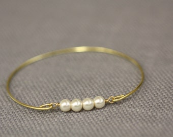 Gold Bangle, Gold Bracelet, Pearl Bangle,Pearl Bracelet, Four , Multi pearls, Gold Bangle, Bridal bracelet, Bridesmaid,valentine gifts,