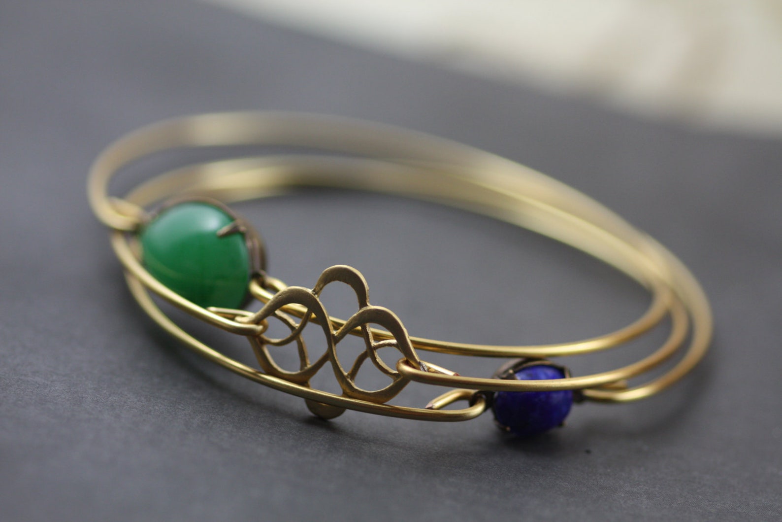 Cashmere gold bangle bracelet set of three nautical | Etsy