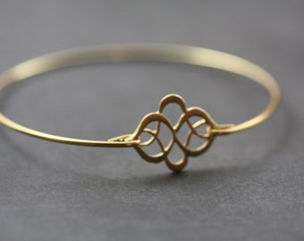 Celtic Knot Bracelet , Gold , Celtic Bangle, Knot Jewelry, Celtic Jewelry, Knot, Celtic Bracelet, Stackable Bangles, Wire Bangle