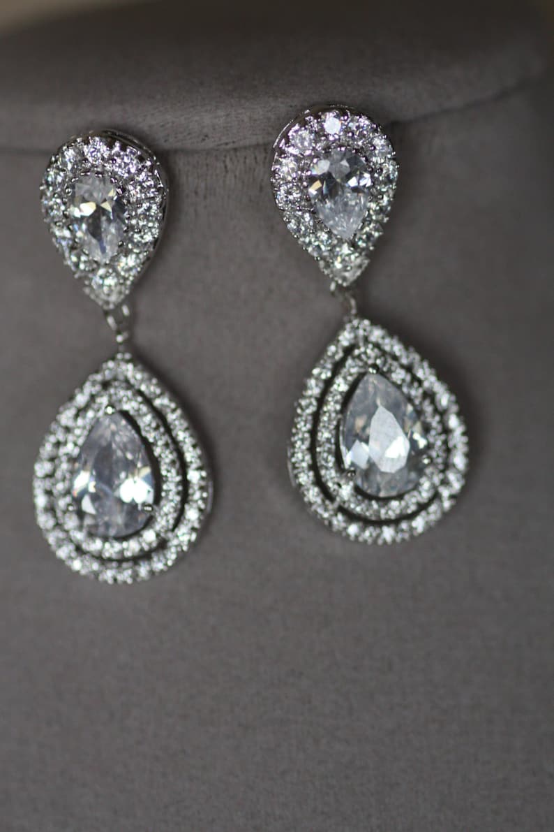 Bridal Earrings Wedding Swarovski Crystal chandelier Etsy