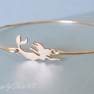 Under The Sea Bangle Set-Little Mermaid Gold Bracelet Bangle Cuff, Gold Beach Bangle, Beach Wedding Gift,Little Girls Gifts,Bridesmaids Gift