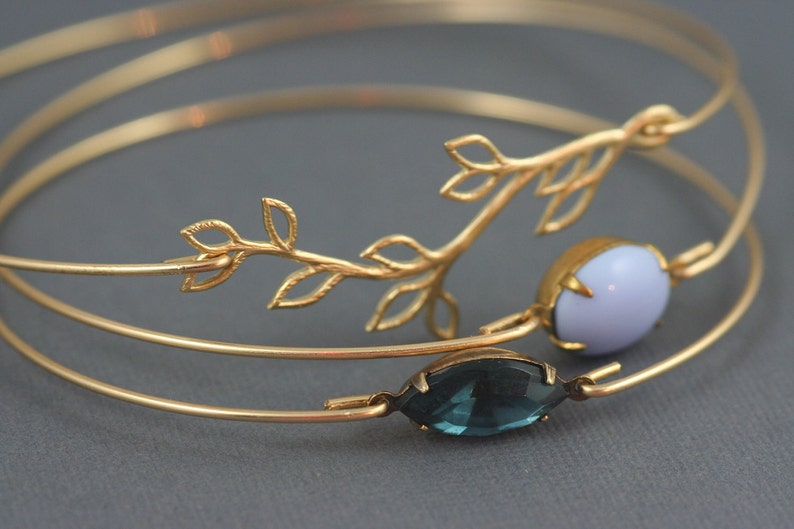 Gold Bangle, Silver Bangle, Bracelet, Leaf, Branch, Olive Branch, Greek, Open branch gold bangle bracelet image 9