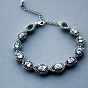 Graduate Bridal Bracelet, Cubic Zirconia Bracelet, Wedding Bracelet, Bridal Cuff, Crystal leaf , Clear Crystal Bracelet. Link Bracelet
