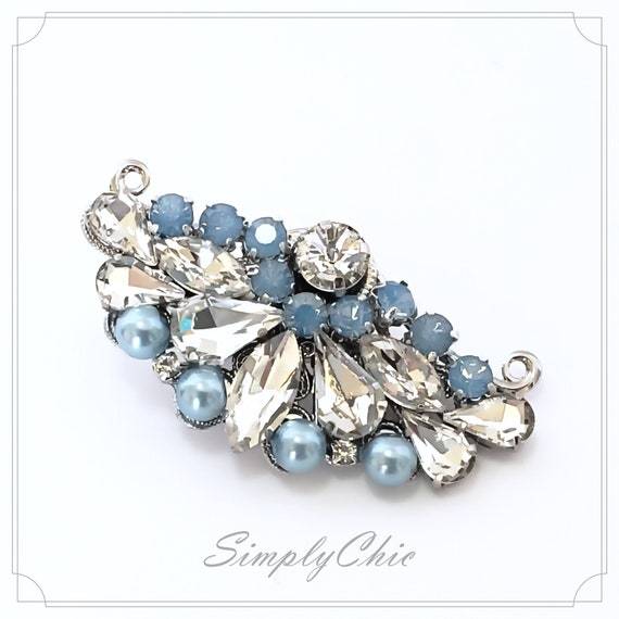 Vintage Fan Shape Crystal Hair Clip Barrette , Art Deco  display picture 1