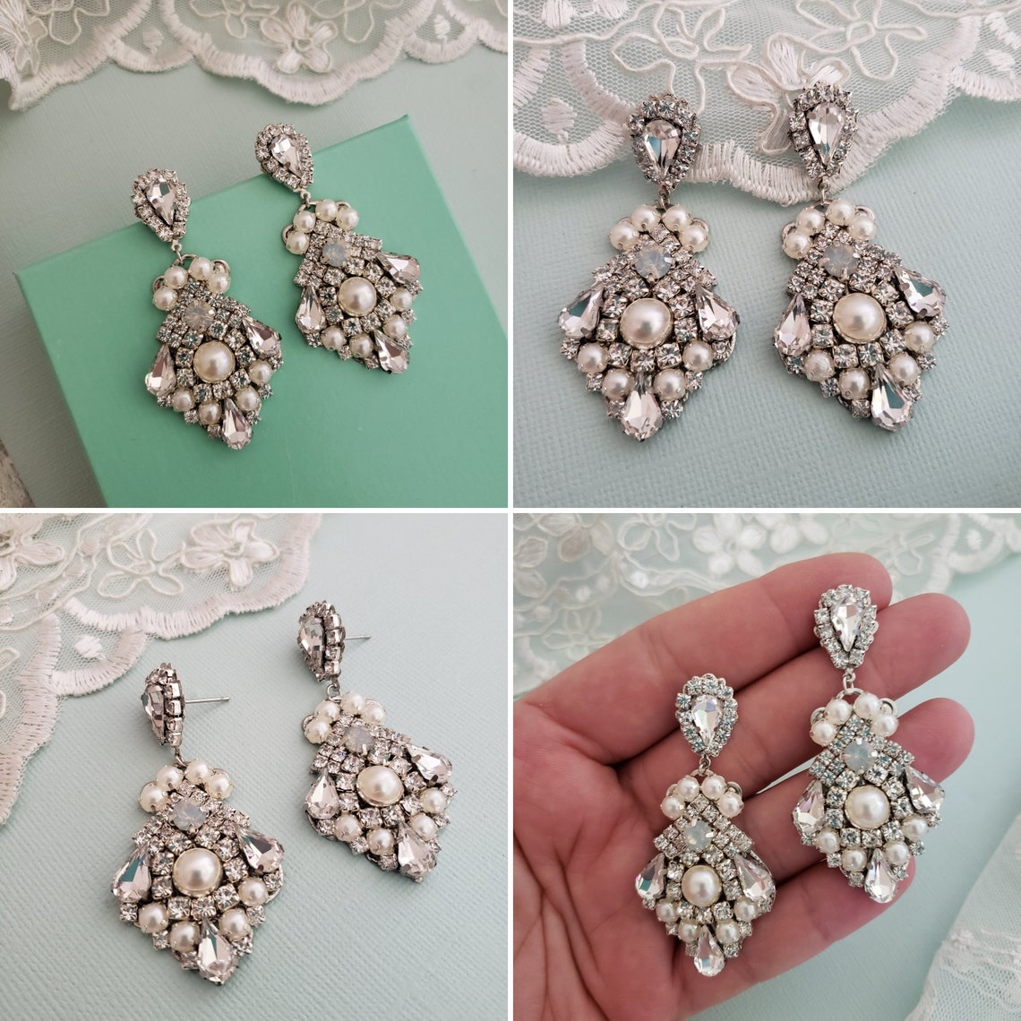 3909 Vintage Earrings mit Swarovski-Kristallen 20mm main image 0