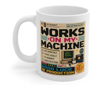 Retro Computer Mug, Vintage Programmer Gift, Software Engineer, Coding Humor, 80s Style