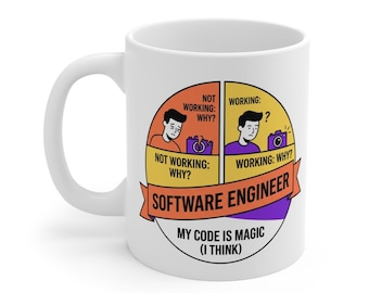 Software Engineer Mug, My Code is Magic Coffee Cup, Programmer Debugging Techie Gift