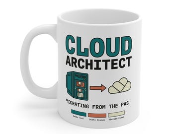 Cloud Architect Mug, Migrating from Past, AWS Azure GCP Tech Gift