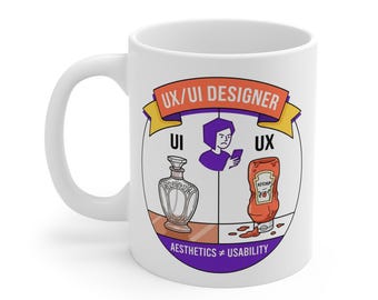 UX UI Designer Mug, Aesthetics vs Usability Coffee Cup, Graphic Design Tech Gift