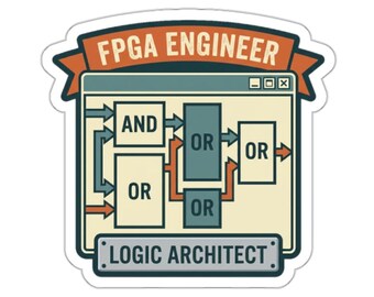 FPGA Engineer Sticker – Retro Logic Block Diagram Decal