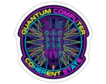 Quantum Computing Sticker – Neon Dilution Refrigerator Cyberpunk Art (Vinyl Decal)