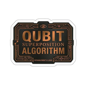 Pegatina de científico de computación cuántica: calcomanía del algoritmo de superposición de cúbits.
