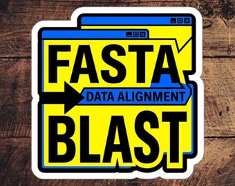 Bioinformatics FASTA BLAST Sticker – Neo Brutalism OS Window Typography Decal