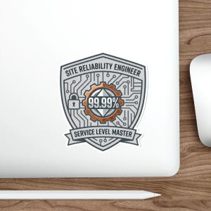 Site Reliability Engineer Sticker – 99.99% Uptime Shield, Service Level Master Badge image 6
