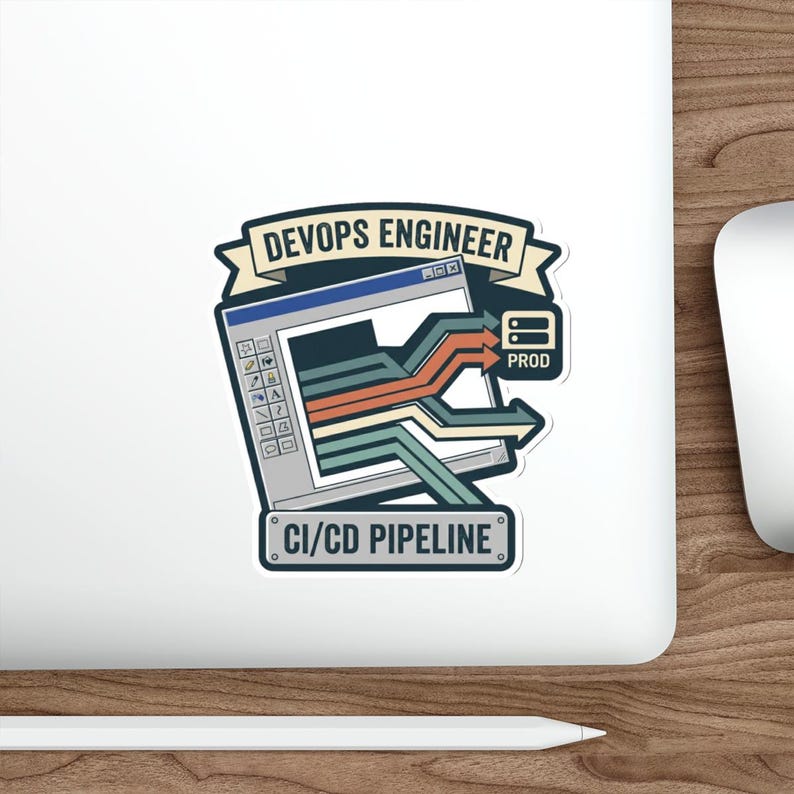 DevOps Engineer Sticker – Retro 90s GUI CI/CD Pipeline Laptop Art image 6