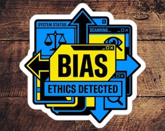 Responsible AI Sticker – Neo Brutalism Bias Detection Decal, Ethical AI Guard Badge