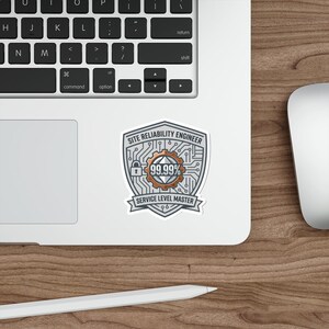 Site Reliability Engineer Sticker – 99.99% Uptime Shield, Service Level Master Badge image 4