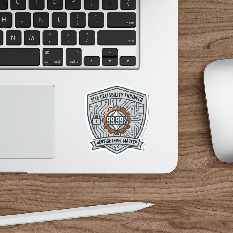 Site Reliability Engineer Sticker – 99.99% Uptime Shield, Service Level Master Badge image 4